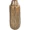 14" Brass Metal Snakeskin Inspired Vase with Dimensional Wavy Accents